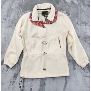 Vintage 80s Powderhorn Fleece Zip Neck Pullover Skiing Jacket Size M Cream Warm